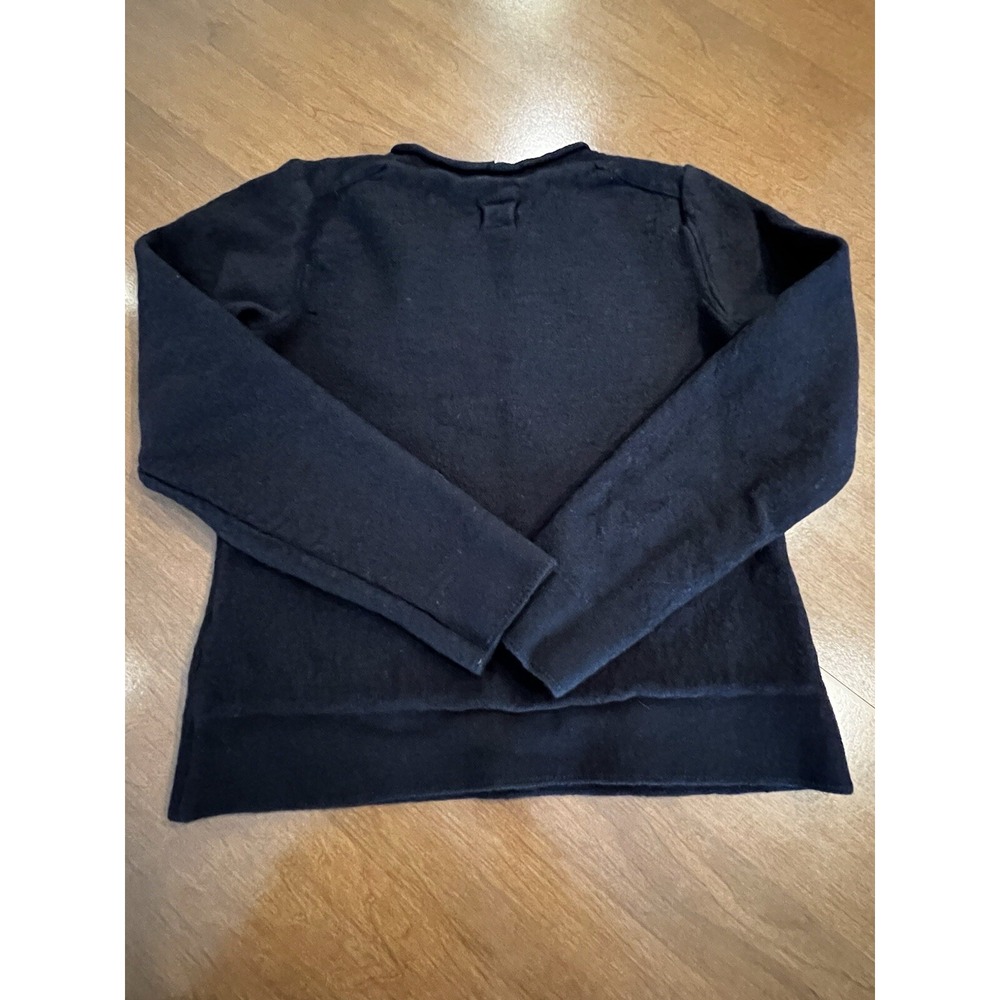 Hannes Roether Black Wm's Virgin Wool Sweater Size XS Rolled Hem Collar - Picture 12 of 15